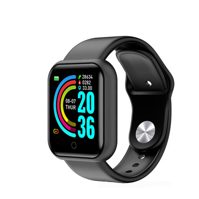 LUNIVA CARE USA waterproof fitness watch with heart rate monitor in black with colorful display