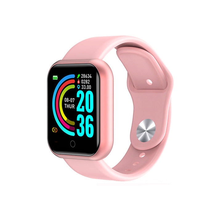Luniva Care USA pink waterproof fitness watch with heart rate monitor and activity tracking display