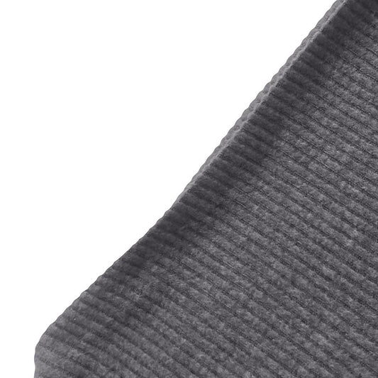 Close-up of soft gray fabric texture from a women's off-shoulder lounge set